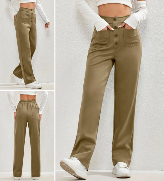 Kaden | Pantalones casuales de cintura alta y elásticos
